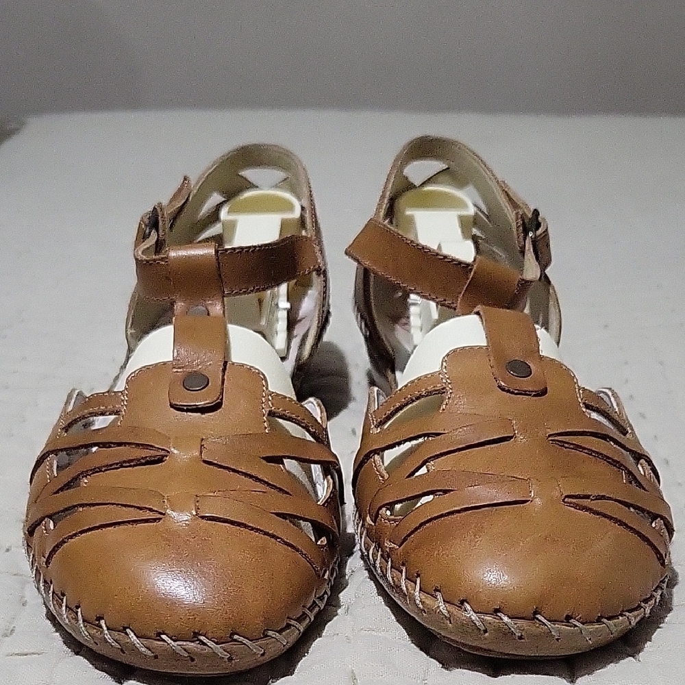 Vintage Rieker Strappy Antistress Brown Leather Sandals Size 39